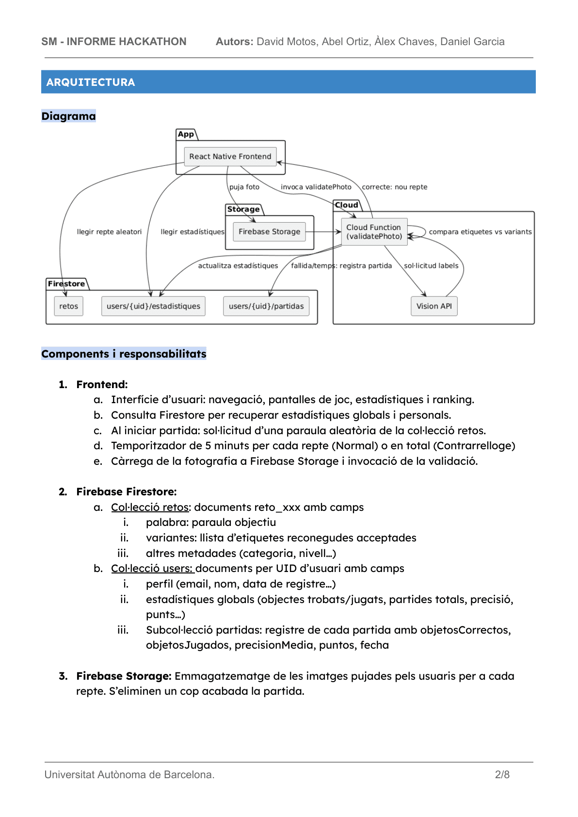 Pagina del informe FindIt con arquitectura y stack tecnologico